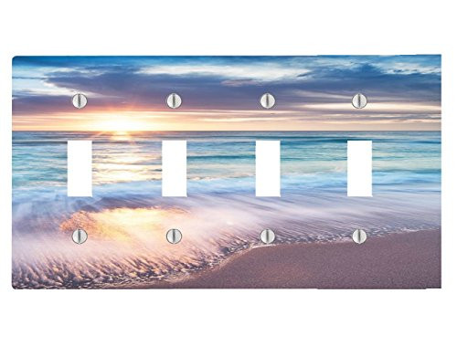Trendy Accessories Beautiful Sunset at The Sea Pattern Design Print Image 4 Toggle Electrical Switch Wall Plate  8.38 x 4.69in