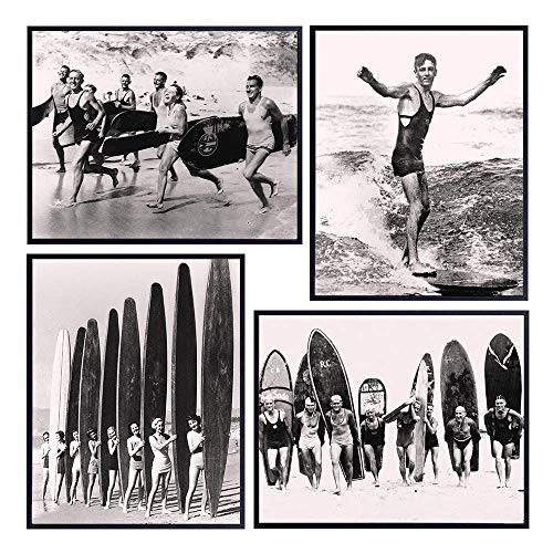Beach House Wall Decor Set - Vintage Retro Surf Photos - 8x10 Shabby Chic Home Decoration Posters - Office  Living Room  Bedroom - Unique Gift for Surfer  Ocean  Sea  Surfing Fans - UNFRAMED Pictures