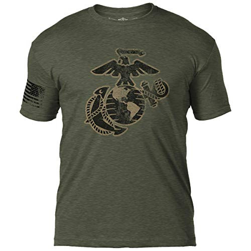 7.62 Design USMC Eagle Globe  and  Anchor Men s T-Shirt X-Large Heather Green