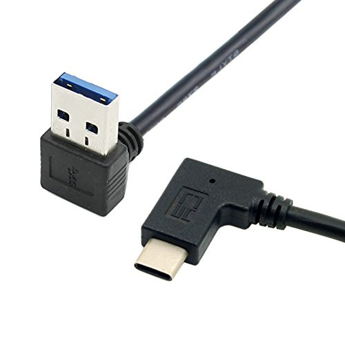 JSER Reversible USB 3.1 USB-C Angled to 90 Degree Down Angled A Male Data Cable for Macbook & Tablet & Mobile Phone