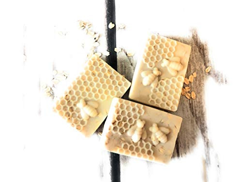 Oatmeal Honey Goat Milk Soap Bars  3 Pack  - For Eczema  Psoriasis  and  Dry Sensitive Skin. All Natural Soap for Men  Women  Kids   and  Baby. Wonderful For Face  and  Body. Handmade Within the USA  Unscented
