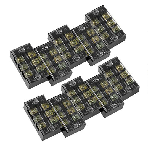 uxcell 10 Pcs 3 Positions Dual Rows 600V 25A Wire Barrier Block Terminal Strip TB-2503L