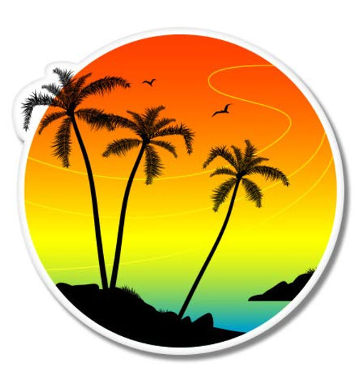 GT Graphics Tropical Sunset Vacation Palm Trees - 12 inch Vinyl Sticker Waterproof Decal GT Graphics Tropical Sunset Vacation Palm Trees - 12 inch Vinyl Sticker Waterproof Decal