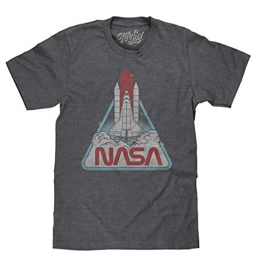 Tee Luv NASA Space Shuttle Shirt - Retro NASA Worm Logo T-Shirt Graphite Heather M Tee Luv NASA Space Shuttle Shirt - Retro NASA Worm Logo T-Shirt Graphite Heather M