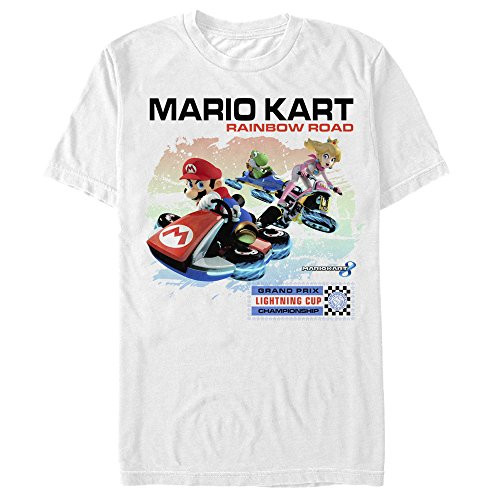 Men s Nintendo Mario Kart Rainbow Road T-Shirt - White - Large