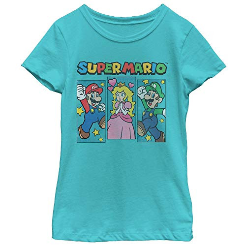 Girl s Nintendo Super Mario Brothers and Princess Peach T-Shirt - Tahiti Blue - Medium Girl s Nintendo Super Mario Brothers and Princess Peach T-Shirt - Tahiti Blue - Medium