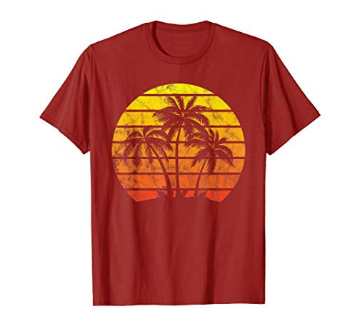 Retro Vintage sunset coco palm tree shirts tropical beach