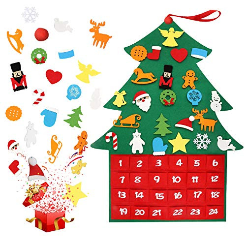 Kekilo Felt Christmas Tree Ornaments Advent Calendar Set, 2019 Newest DIY Xmas Countdown Decorations Wall Door Hanging Gift for Kids Kekilo Felt Christmas Tree Ornaments Advent Calendar Set, 2019 Newest DIY Xmas Countdown Decorations Wall Door Hanging Gift for Kids