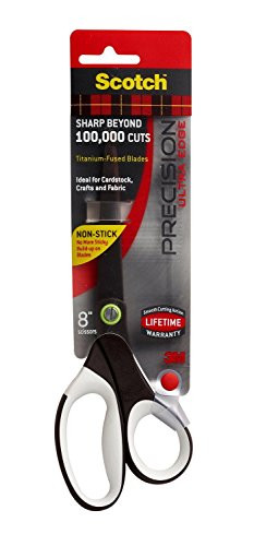 Scotch Precision Ultra Edge Non-Stick Scissor, 8-Inch, Brown with Assorted Accent Colors (Dot Color Will Vary)