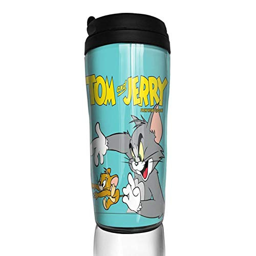 Vigorpow To-M And Je-Rry 12oz-Coffee Cup Convenient Travel Mug Vacuum Insulated Tumbler Thermos Mug Double Wall Tumbler Mug Black