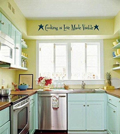 Cooking is Love Made Visible with Primitive Stars Vinyl Wall Words Decal Sticker Graphic