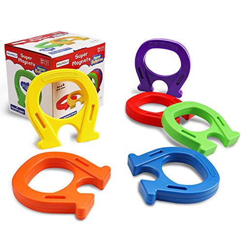 MOLIMOLLY Set of 6 Mighty Horseshoe Magnet Toy for Kids  Colorful U Shaped Science Experiment Kits Educational Relief for Learning Tools