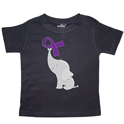 inktastic Purple Awareness Ribbon Elephant Toddler T-Shirt 3T Black Dd8a