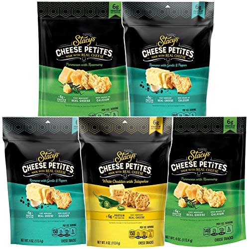 Stacy s Cheese Petites  3 Flavor Variety Pack  6g Protein Per Serving  Made With Real Cheese  4oz Bags  5 Pack