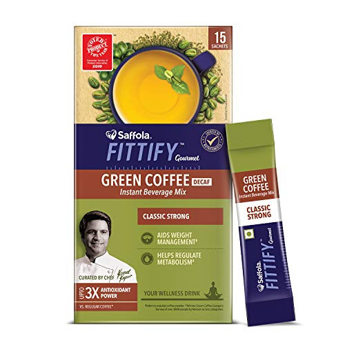 Saffola FITTIFY Gourmet Green Coffee Instant Beverage Mix - 30 g  Classic Strong  15 Sachets