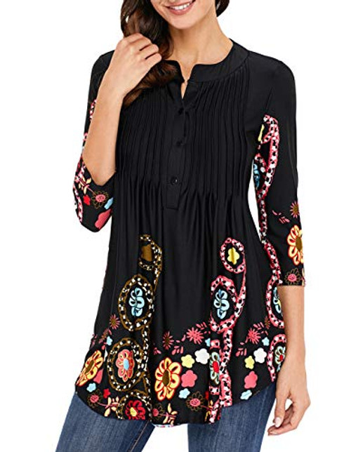 Defal Women Fall 3 4 Sleeve V Neck Paisley Floral Print Blouses Shirts Casual Irregular Hem Flowy Lightweight Tunic Tops XXL Zz-3 4 Sleeve-Black Floral Defal Women Fall 3 4 Sleeve V Neck Paisley Floral Print Blouses Shirts Casual Irregular Hem Flowy Lightweight Tunic Tops XXL Zz-3 4 Sleeve-Black Floral