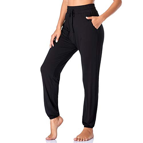 Envlon Women s Lounge Pants with Pockets Soft Joggers Pants Running Workout Pants Casual Yoga Pants Black