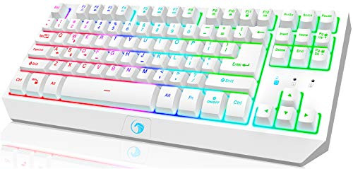 NPET G20 Compact Gaming Keyboard  87 Keys Backlit Mechanical Feeling Coslip mputer Keyboard  USB Wired Ultra-Portable Design Water Resistant Membrane Keyboard for PC Laptop Desktop Computer  White