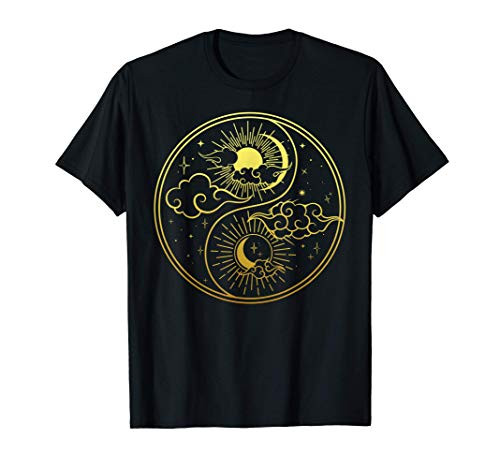 Sun Moon Clouds Stars Lunar Yin Yang Funny Nature Lover Gift T-Shirt