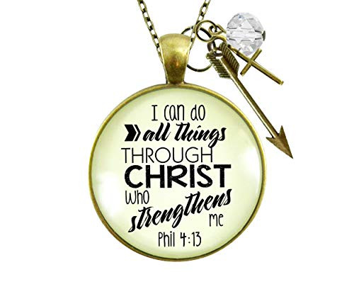 Gutsy Goodness 24 inch I Can Do All Things Faith Necklace Brave Life Quote Cross Charm Gutsy Goodness 24 inch I Can Do All Things Faith Necklace Brave Life Quote Cross Charm