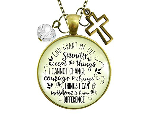 Gutsy Goodness 24 inch Serenity Prayer God Grant Me Strength Necklace Womens Faith Charm