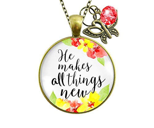 Gutsy Goodness 24 inch He Makes All Things New Necklace Faith Watercolor Butterfly Charm Gutsy Goodness 24 inch He Makes All Things New Necklace Faith Watercolor Butterfly Charm