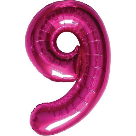 Northstar Foil Balloon 00143 Number 9-Magenta, 34", Pink