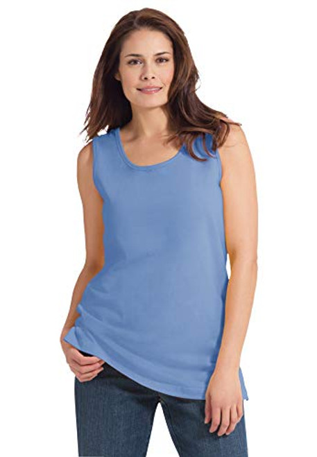 Woman Within Women s Plus Size Perfect Scoop-Neck Tank Top - L  French Blue