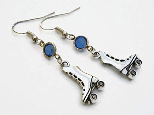 Roller Skates Birthstone Earrings  Personalized Retro Skate Earrings  Athletic Earrings  Roller Derby Jewelry