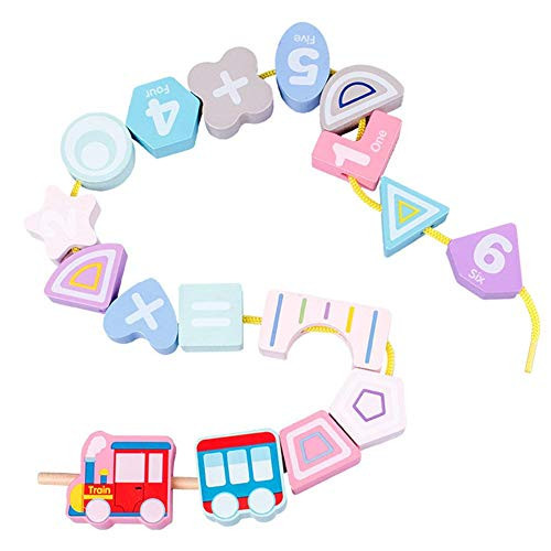 Valentine s Day Carnival Stacking Blocks  Wooden Block Toy  Wooden Stringing Beads Geometric Blocks for Baby Kids Educational Train Toy