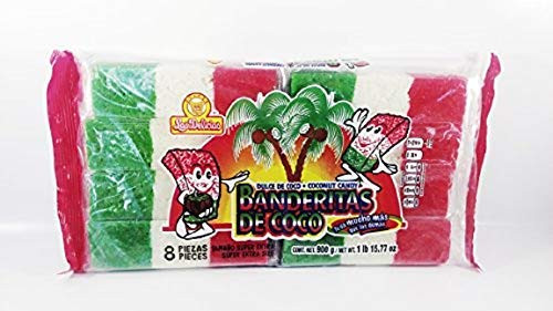 LAS DELICIAS New BANDERITA PIÑATERA Coconut Candy Authentic Mexican Candy with Free Chocolate Kinder Bar Included