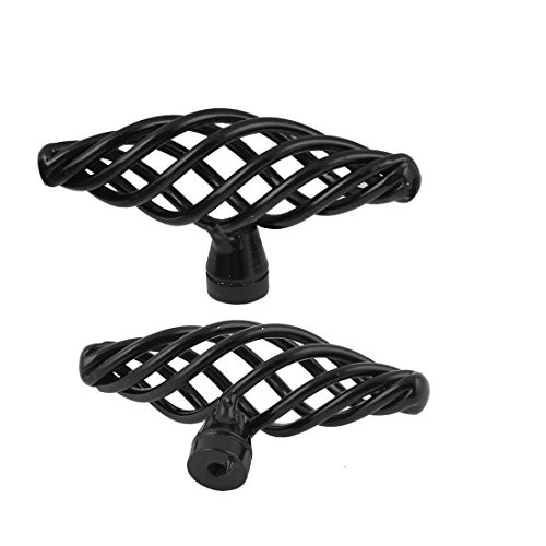 Aexit 2 Pcs Cabinet Hardware Black T-Handle Twist Birdcage Knobs Drawer Cabinet Cupboard Pulls Pull Handles