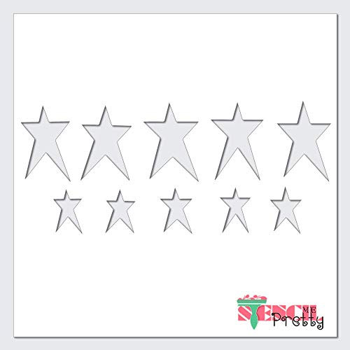 Primitive Stars Stencil Best Vinyl Large Stencils for Painting on Wood  Canvas  Wall  etc.-XS  11 inch x 4.75 inch   Ultra Thick Exhibit Grade White Color Material