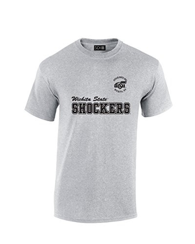 Wichita State Shockers Block 100 percent Pre Shrunk College Short Sleeve Tee  Medium  Sport Gray