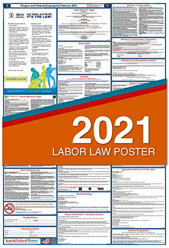 2021 Oregon Labor Law Posters  Laminated  All-in-One State and Federal Approved  OSHA Compliant Vertical 27 inchx40 inch  OR2-27X40-ENG