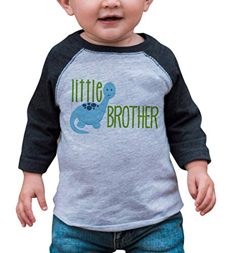 7 ate 9 Apparel Boy s Dinosaur Little Brother Grey Baseball Tee 3T