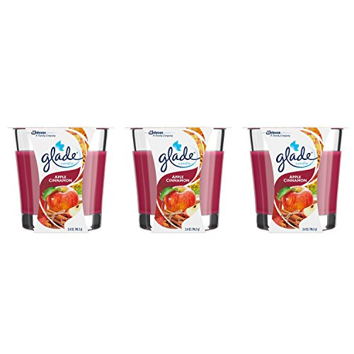 Glade Candle Jar  Air Freshener  Apple Cinnamon  3.4 Oz  3 Count