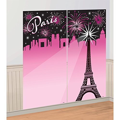 Amscan Party Supplies Day in Paris Selfie Scene Setter (6 Piece), Multi Color