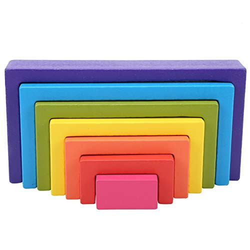 Creativity Building Block Stacking Toy  Wooden Baby Toy  Kid Building Toys  Various for Boys Girls Square Rainbow Blocks