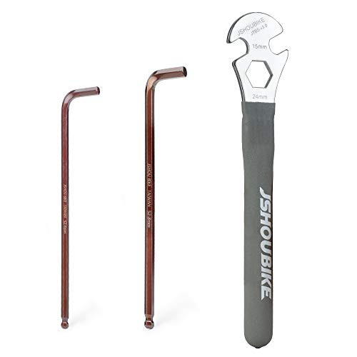 JSHOU BIKE Bicycle Pedal Wrench  Lengthen Handle Heavy Duty Pedal Removal Tool  Hex Wrench for MTB Road Bike 2 in 1 Cycling Repair Tool 15mm  Lengthen Pedal Wrench plus 6mm hex Wrench plus 8mm hex Wrench