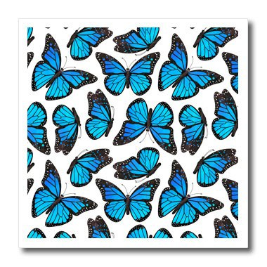 3dRose ht_214548_3 Blue Monarch Butterflies Iron on Heat Transfer for White Material, 10" x 10"