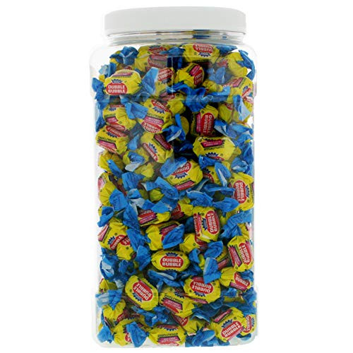 Dubble Bubble Bubble Gum 3LB - Original Individually Wrapped Bulk Candy in 1 Gallon Gift Ready Reusable Square Jar