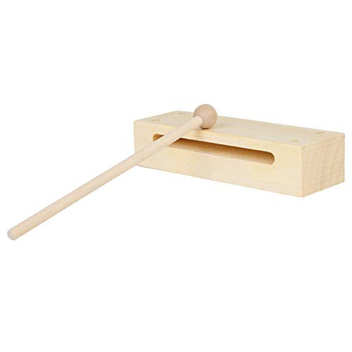 Todaytop Wood Block Musical Instrument with Mallet Solid Hardwood Percussion Rhythm Blocks for Kids