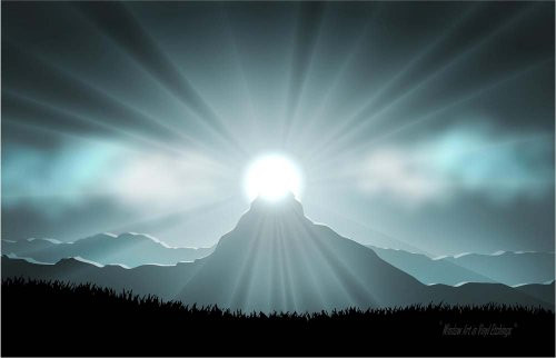 Sunrise Over a Mountain - Etched Vinyl Stained Glass Film  Static Cling Window Decal Sunrise Over a Mountain - Etched Vinyl Stained Glass Film  Static Cling Window Decal