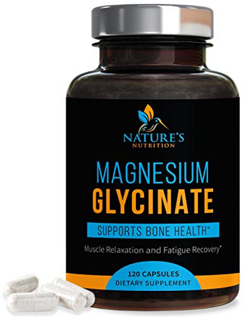 Magnesium Glycinate Capsules High Absorption Chelated 525mg - Highly Concentrated Mag Supplement - Made in USA - Best Vegan Stress Support  Sleep  Muscle Cramps and Relaxation - 120 Capsules