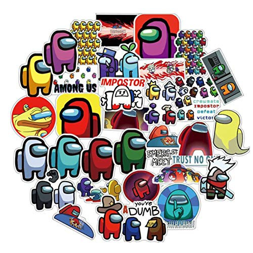 HETUI Game Among Us Stickers Cool Stickers - 50PCS Among Us Hot Game Stickers for Skateboard Fridge Guitar Laptop Motorcycle Travel Luggage Cartoon Stickers  Color   A 50pcs