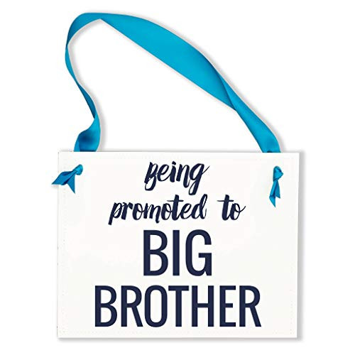 Being Promoted To Big Brother Sign Baby Announcement for Pregnancy Toddler Boy Blue Ribbon and White Paper Being Promoted To Big Brother Sign Baby Announcement for Pregnancy Toddler Boy Blue Ribbon and White Paper