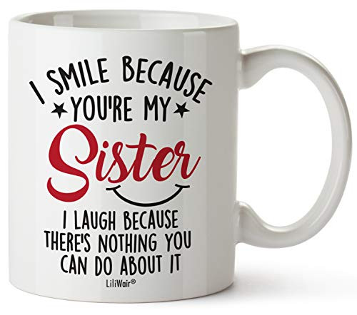 Mothers Day Gifts For Sister. Sister Gifts From Sister. Big Sisters Gift From Brother. Little Sister Birthday Gift. Funny Best Coffee Mug Cup Ideas. New Happy Funny Mugs Presents From Sister In Law