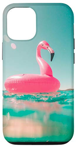 iPhone 12 12 Pro Girly Flamingo Pool Float Sun Ocean Beach Day Photograph Case