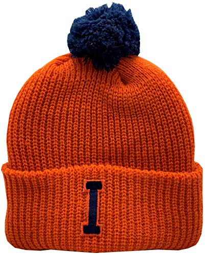 Illinois Fighting Illini Youth Cuffed Pom Knit Hat Block Orange